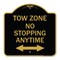 Signmission No Stopping Anytime W/ Bi-Directional Arrow, Black & Gold Aluminum Sign, 18" x 18", BG-1818-23579 A-DES-BG-1818-23579 - alternate 1